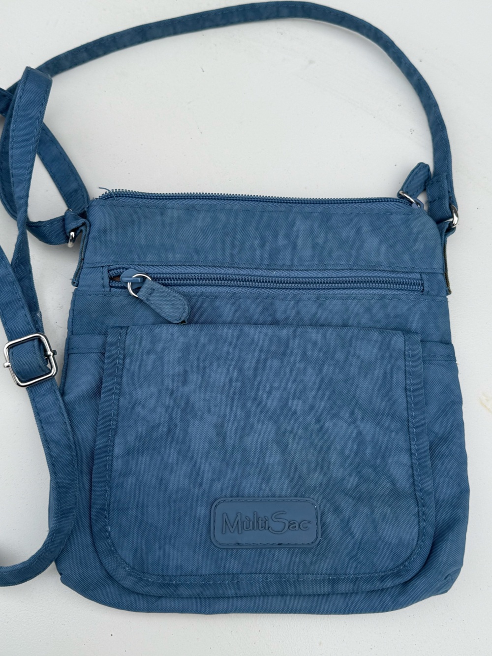 MultiSac Blue Nylon Crossbody Bag Multi Pocket Organizer Travel Purse